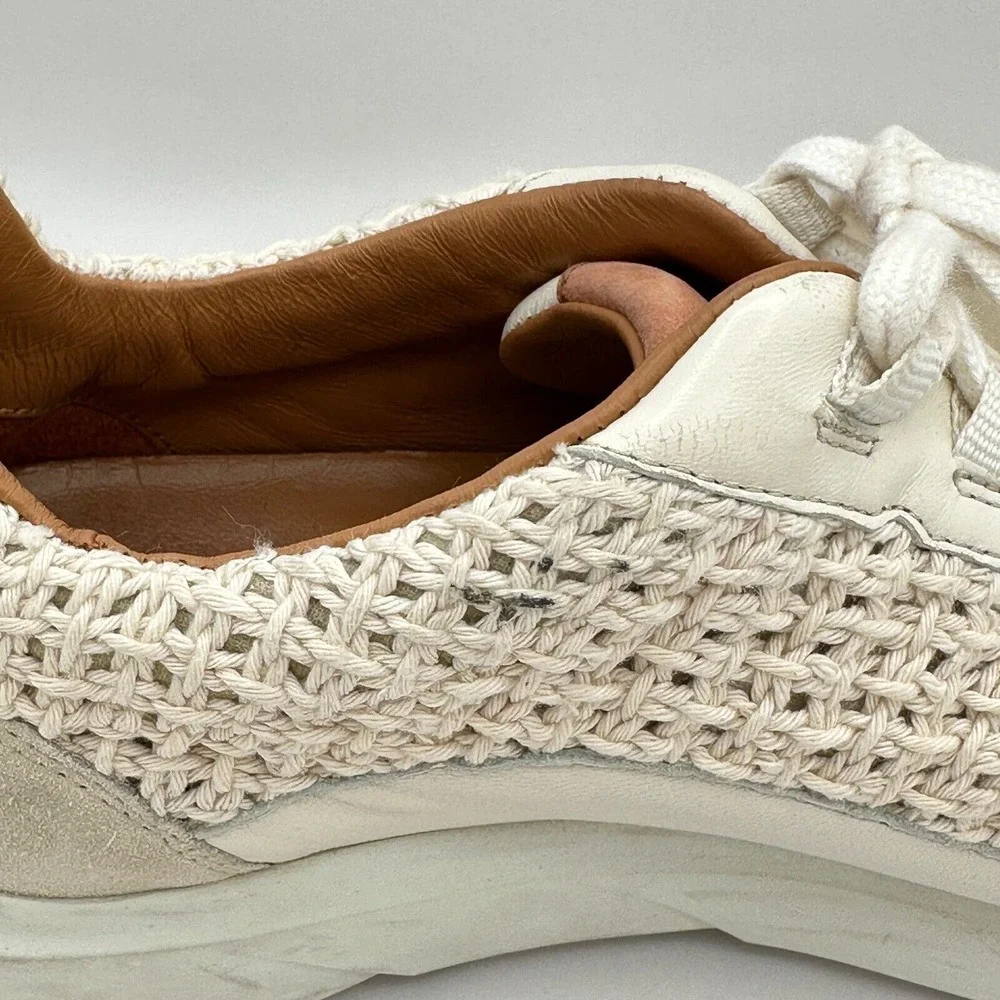 Sezane Souliers Sama Sneakers Shoes‎ Womens Size 10 Beige Crochet Luxury Indie